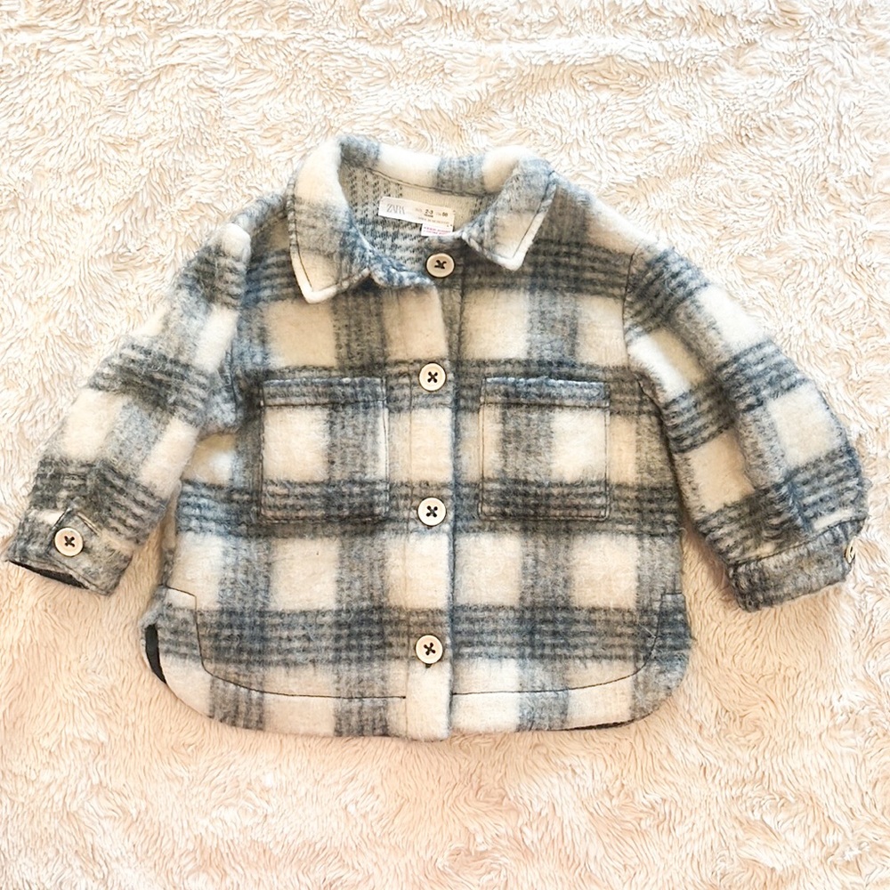 Zara Kids Plaid Jacket - Blue and White